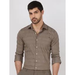 Mufti Men Spread Collar Checked Cotton Slim Fit Casual Shirt-picture-40