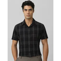 Mufti Men Spread Collar Checked Cotton Slim Fit Casual Shirt-picture-37