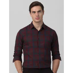 Mufti Men Spread Collar Checked Cotton Slim Fit Casual Shirt-picture-39