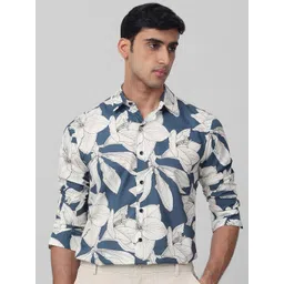 Mufti Men Spread Collar Floral Printed Cotton Slim Fit Casual Shirt-picture-40