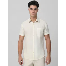 Mufti Men Spread Collar Solid Cotton Slim Fit Casual Shirt-picture-16