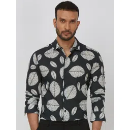 Mufti Men Spread Collar Tropical Printed Cotton Slim Fit Casual Shirt-picture-29