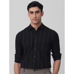 Mufti Men Spread Collar Vertical Striped Cotton Slim Fit Casual Shirt-picture-37