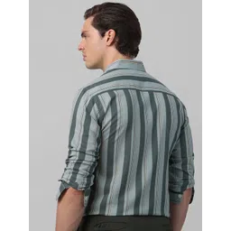 Mufti Men Spread Collar Vertical Striped Cotton Slim Fit Casual Shirt image 5