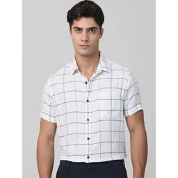 Mufti Men Spread Collar Windowpane Checked Cotton Slim Fit Casual Shirt-picture-42