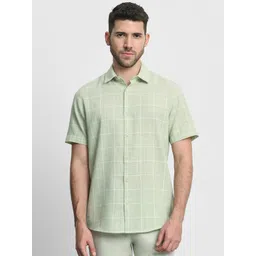 Mufti Men Textured Spread Collar Casual Shirt-picture-15