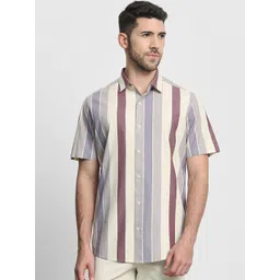 Mufti Men Vertical Striped Spread Collar Cotton Casual Shirt-picture-25