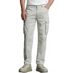 mufti Navy Slim Fit Cargo Trousers-picture-38