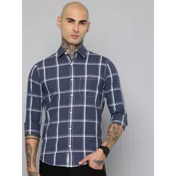 Mufti Slim Fit Checked Pure Cotton Casual Shirt-picture-19