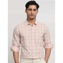 Mufti Slim Fit Checked Spread Collar Cotton Casual Shirt-picture-28
