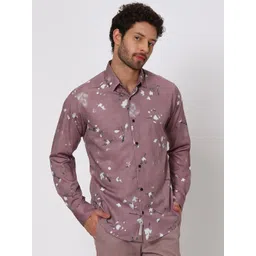 Mufti Slim Fit Floral Printed Spread Collar Long Sleeves Cotton Casual Shirt-picture-20