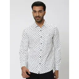 Mufti Slim Fit Geometric Printed Pure Cotton Casual Shirt-picture-36