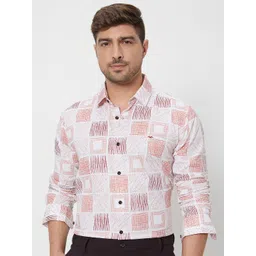 Mufti Slim Fit Geometric Printed Spread Collar Cotton Casual Shirt-picture-36
