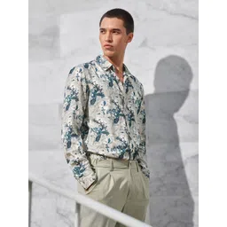 Mufti Slim Fit Long Sleeves Spread Collar Floral Opaque Printed Casual Shirt-picture-30