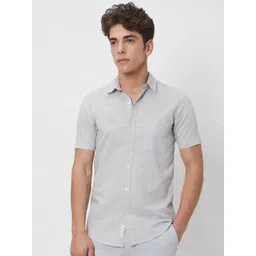 Mufti Slim Fit Spread Collar Cotton & Linen Casual Shirt-picture-17