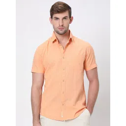 Mufti Slim Fit Spread Collar Cotton & Linen Casual Shirt image 1