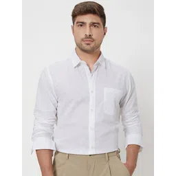 Mufti Slim Fit Spread Collar Long Sleeves Cotton & Linen Casual Shirt-picture-19
