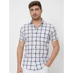 Mufti Slim Fit Windowpane Checks Cotton Casual Shirt-picture-27