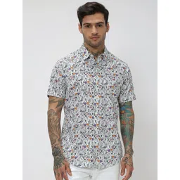 Mufti Trim Slim Fit Floral Printed Casual Shirt-picture-40