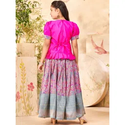 Muhuratam Girls Hand Embroidery Art Silk Lehenga Choli Set image 5