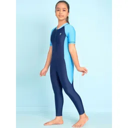 Muhuratam Girls Sports Wear Blue Colour Solid Swim Suit With Goggle-picture-20