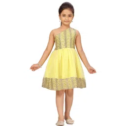Muhuratam Yellow Nylon Dresses-picture-23