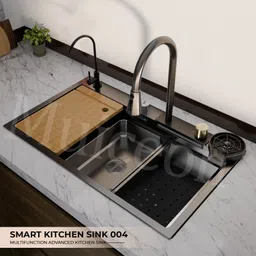 muiceon Waterfall and Pull-down Faucet/304 Grade Stainless Steel Multifunctional Waterfall Kitchen Sink 304 GRADE All in One 30x18 inch Vessel Sink-picture-15