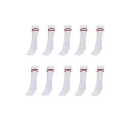 MUKHAKSH Boys Pack Of 10 White Calf Length Striped Socks-picture-22