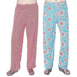 mukhaksh (Combo of 2 Pieces Women Ladies Girls Summer Cotton Printed Pyjamas Night Pant, Print may vary-picture-25