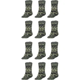 MUKHAKSH Girls 12 Pair Green Cotton Causal Calf Length Socks-picture-12