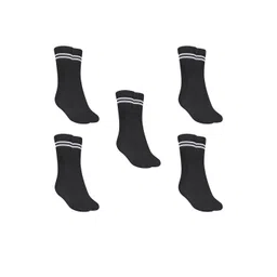 MUKHAKSH Girls Pack of 5 pairs Cotton Calf Length Black Socks-picture-34