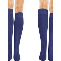 MUKHAKSH Kids 2 Pairs Navy Blue Knee Length Socks-picture-10