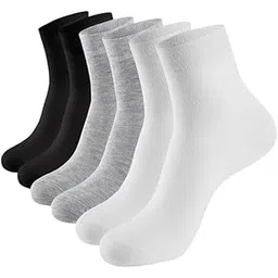mukhaksh (Pack of 1+1+1 Pairs = 6 Socks Men Women Boys Girls Unisex Cotton White Black and Melange Grey Ankle Length Sports Socks Cricket Badminton Tenis Football Basketball Athletics Socks-picture-17