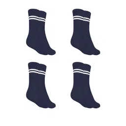 MUKHAKSH Pack of 4 Pairs Girls Kids Navy Blue with White Stripes Calf Length Socks-picture-23