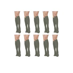 MUKHAKSH Women Set Of 10 Cotton Plain Knee High Socks-picture-18