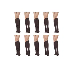 MUKHAKSH Women Set Of 10 Cotton Plain Knee High Socks-picture-21