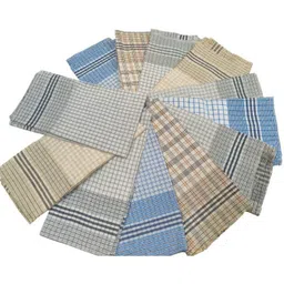 Muki Cotton Handkerchief White Shade | Checked Big Size Hanky 22×22 Inches Pack of 10 ["Light Colours"] Handkerchief-picture-17