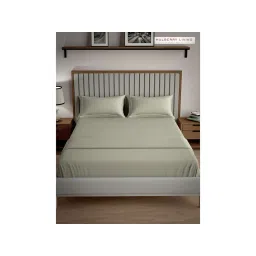 MULBERRY LIVING Serenity Solid King Size 250TC Bedsheet with 2 Pillow Covers - Green-picture-10