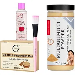 Multani Face Glow Kit ? Multani Mitti Powder + Soap + Rose Water + Brush Combo Herbal Skincare Soap | Anti-Ageing Formula with Natural Essential Oils-picture-20