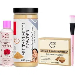 Multani Mitti Full Face Kit ? With Soap, Gulab Jal & Brush | Natural Skincare Combo Ayurvedic Herbal Glow Soap | Natural Anti-Ageing Cleanser for Men & Women-picture-53