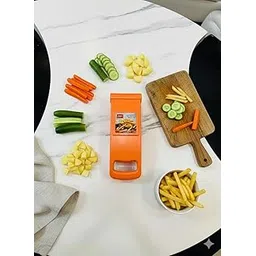 Multi Function Vegetable Chopper Cutter Slicer Dicer with Container | Onion Potato Chip Cutter and Veg Chopper with Sharp Stainless Steel Blades & Cleaning Tool-image-3