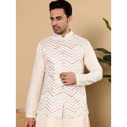 MULTI SHADES Embroidered WovenNehru Jackets-picture-23