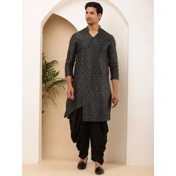 MULTI SHADES Geometric Woven Design Mandarin Collar Straight Kurta-picture-24