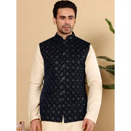 MULTI SHADES Men Embroidered WovenNehru Jackets-picture-20