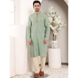 MULTI SHADES Men Ethnic Motifs Embellished Thread Work Kurta-picture-42