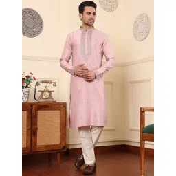 MULTI SHADES Men Ethnic Motifs Embellished Thread Work Kurta-picture-36