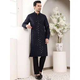 MULTI SHADES Men Ethnic Motifs Embellished Thread Work Kurta-picture-19