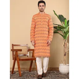 MULTI SHADES Men Ethnic Motifs Printed Thread Work Kurta-picture-41