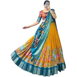 Multicolor Women's Tussar Silk With Foil Print And Foil Print Lehenga choli Set-picture-22