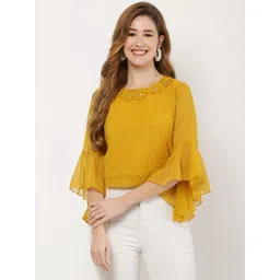 MUMRAA Bell Sleeve Applique Georgette Top-picture-40